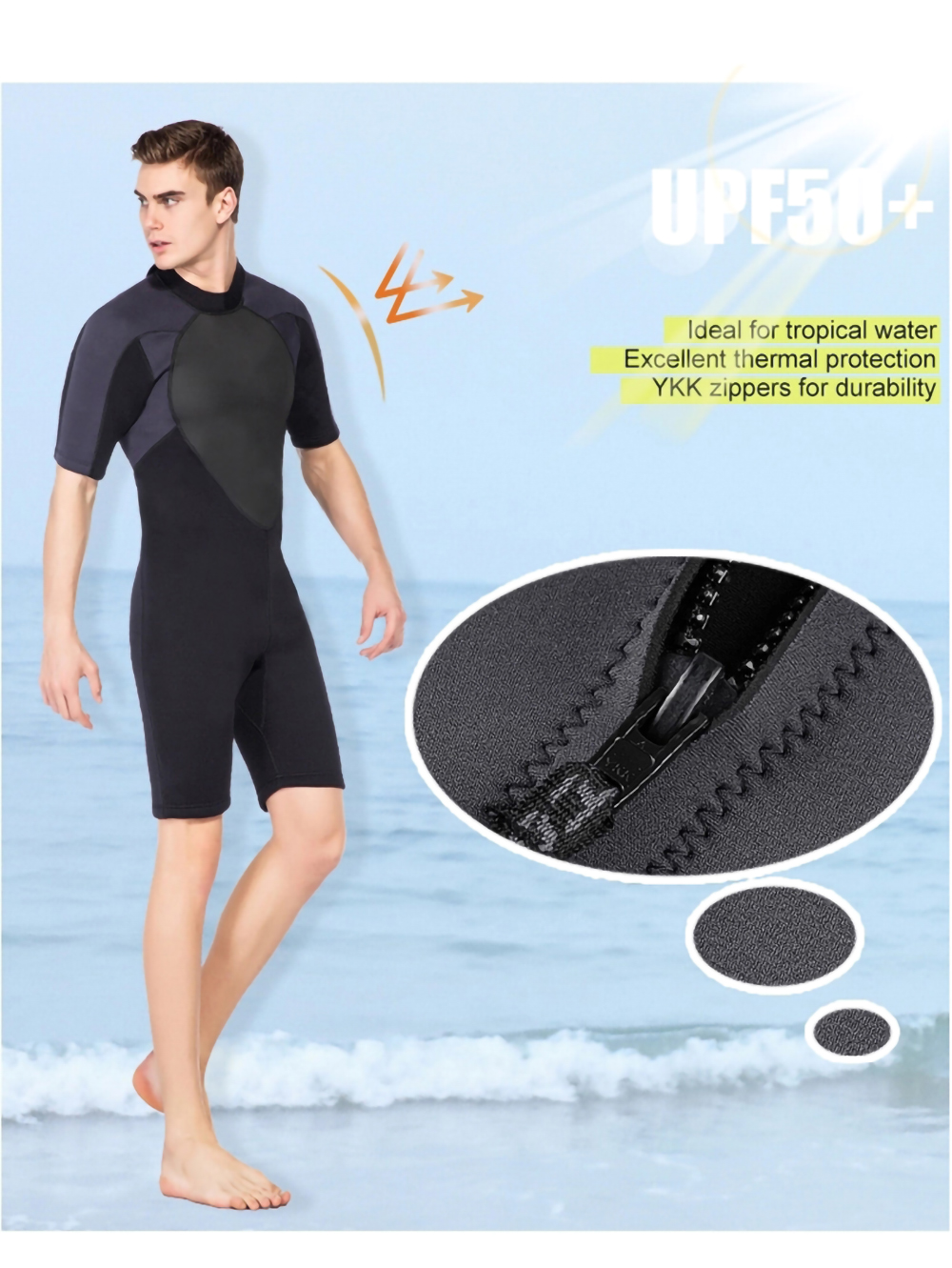 3mm men's shorty wetsuit