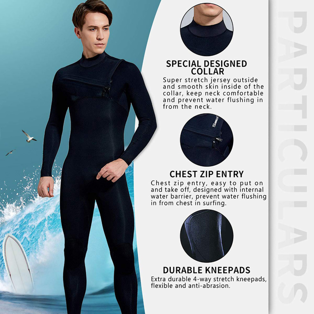 360° Stretch Limestone Neoprene Eco-friendly Thermal Lining GBS Liquid Taped Full Body Steamer Chest Zip Diving Surfing Custom Wetsuit For Men