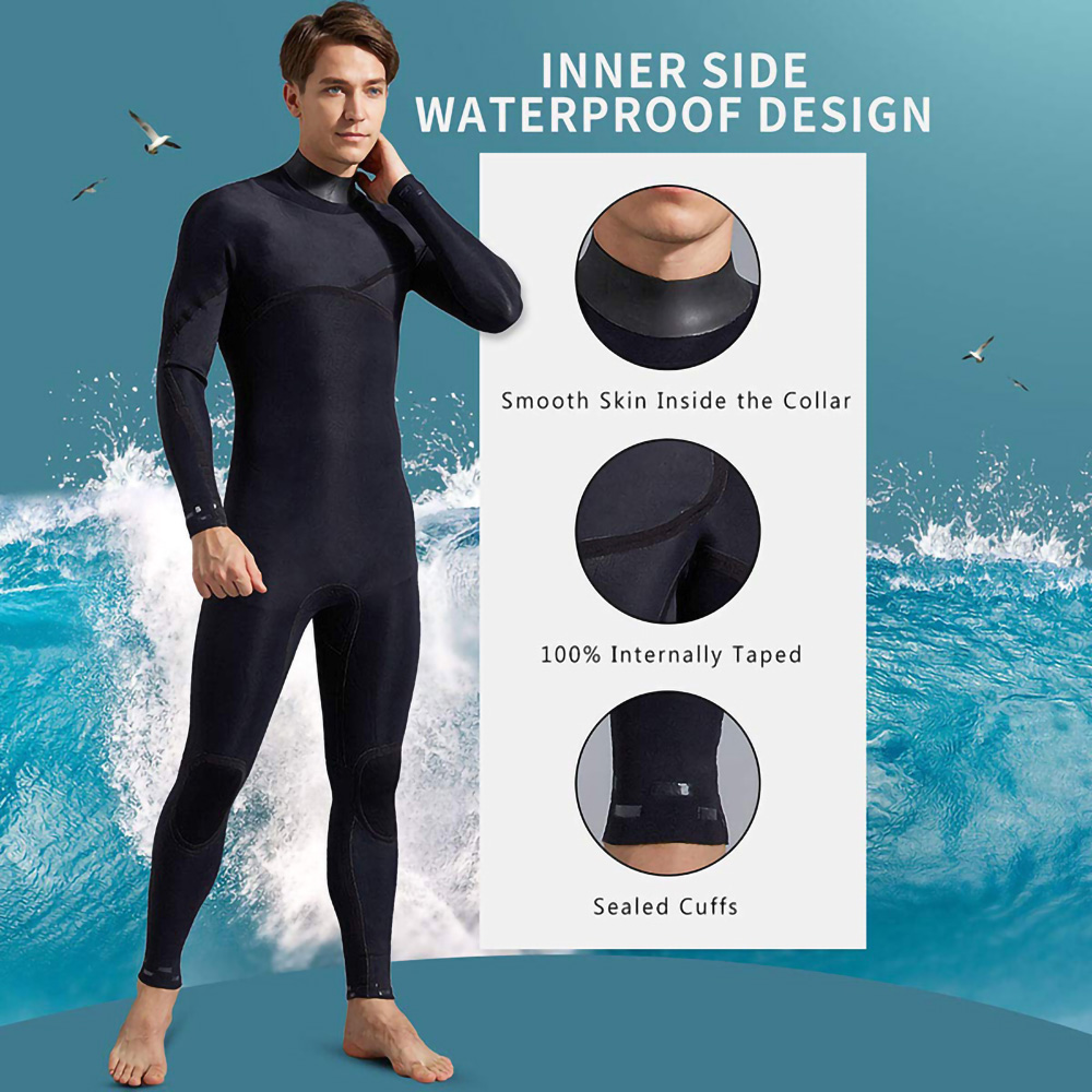 360° Stretch Limestone Neoprene Eco-friendly Thermal Lining GBS Liquid Taped Full Body Steamer Chest Zip Diving Surfing Custom Wetsuit For Men