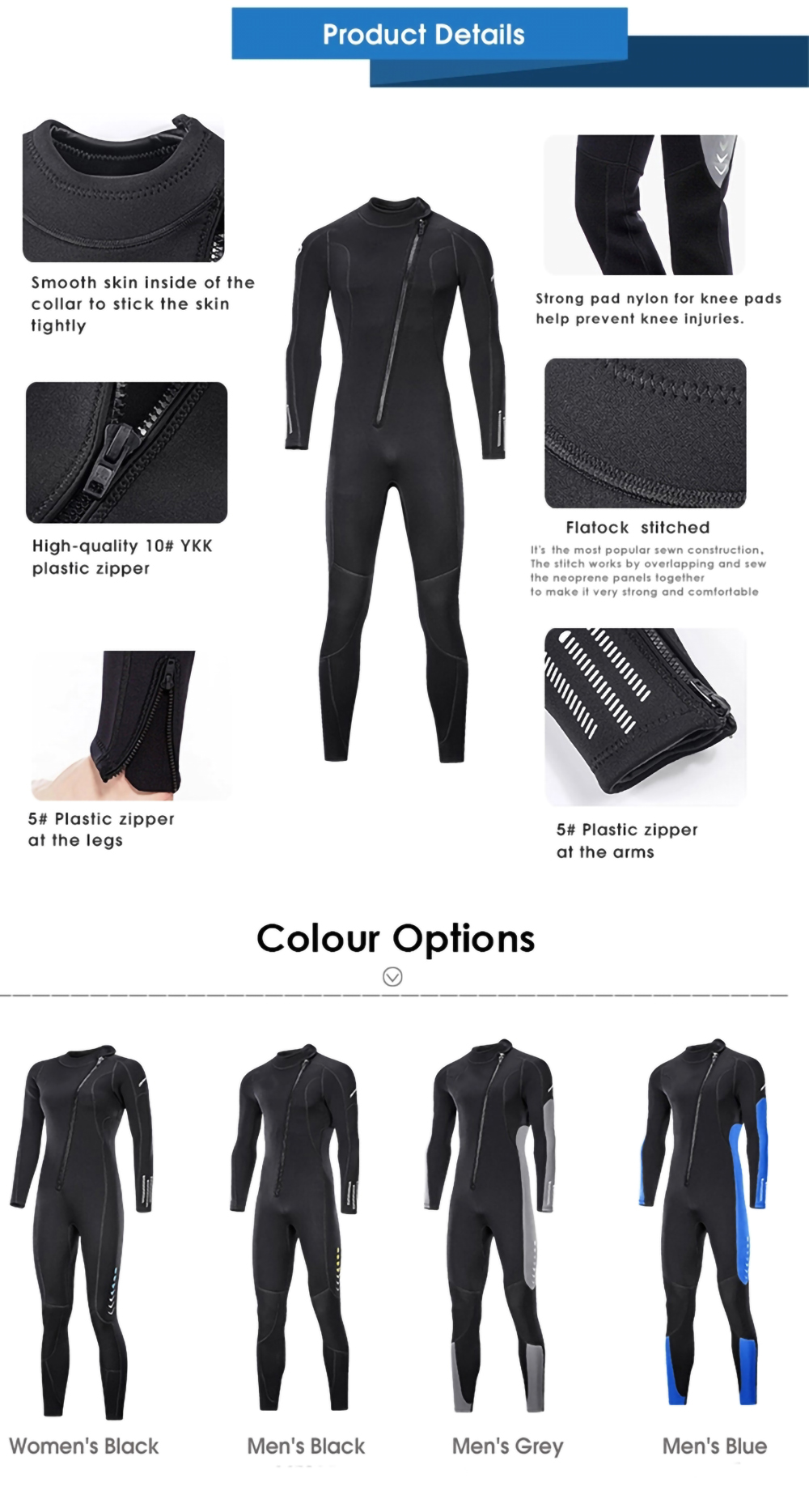 Neoprene 3 mm Super Stretch Front YKK Zip One Piece Full Body Steamer Adult Scuba Diving Snorkeling Swimming Custom Wetsuit For Men And Women
