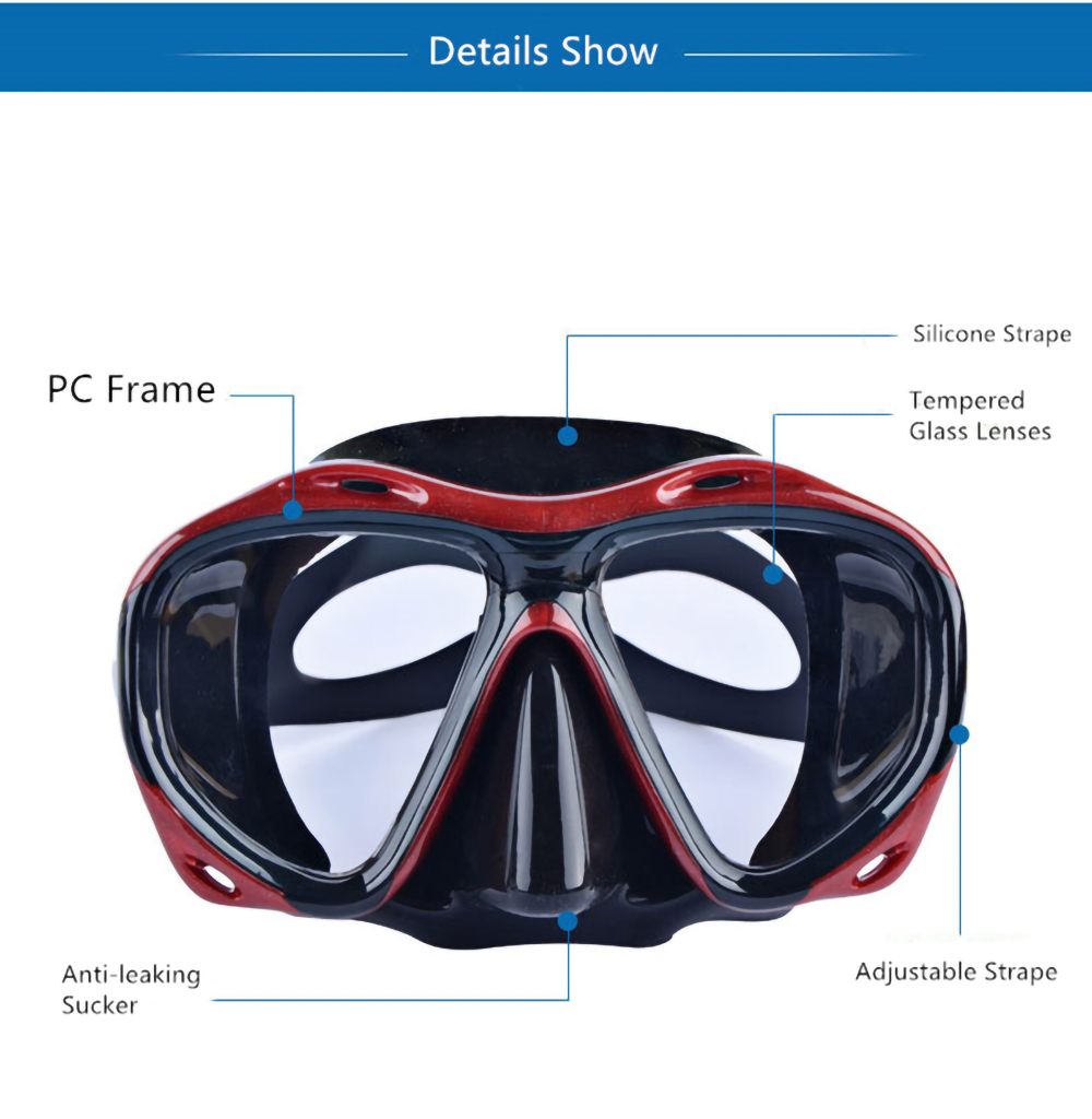 Tempered Glass Lens Anti Leak Anti Fog Nose Cover Super View Scuba Swimming Snorkeling Diving Mask Goggles Gear