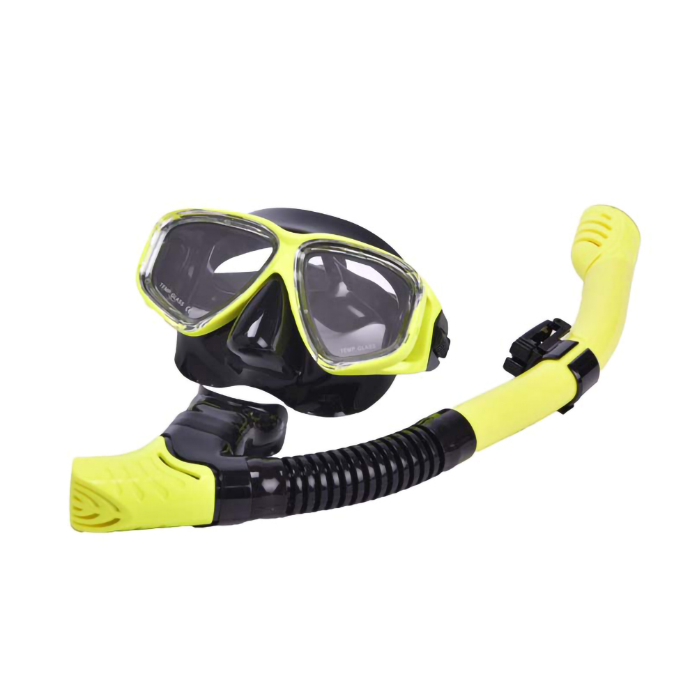 Tempered Glass Lens Anti Leak Anti Fog Super View Scuba Swimming Snorkeling Diving Mask Goggles With Dry Top Snorkel Set Gear