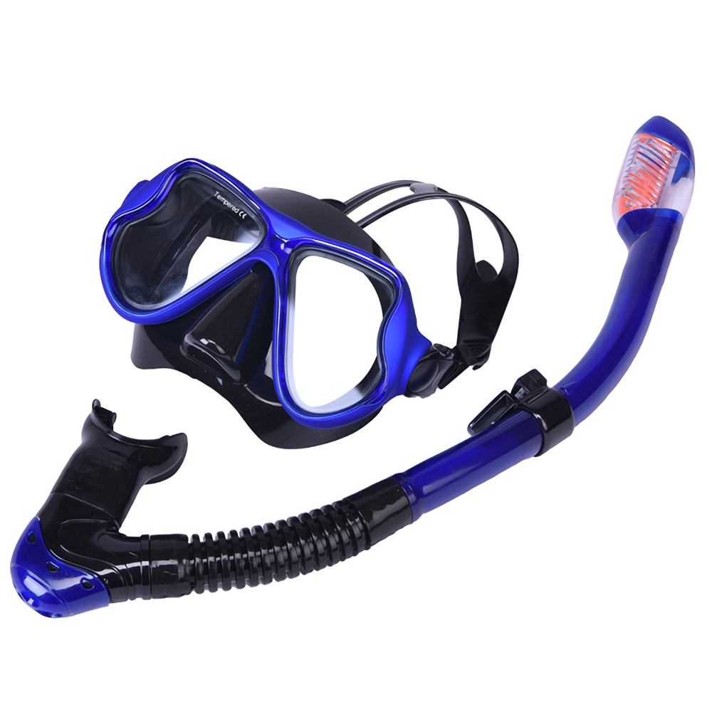Tempered Glass Lens High Quality Anti Leak Anti Fog Super View Scuba Spearfishing Freediving Diving Mask Goggles With Snorkel Set Gear
