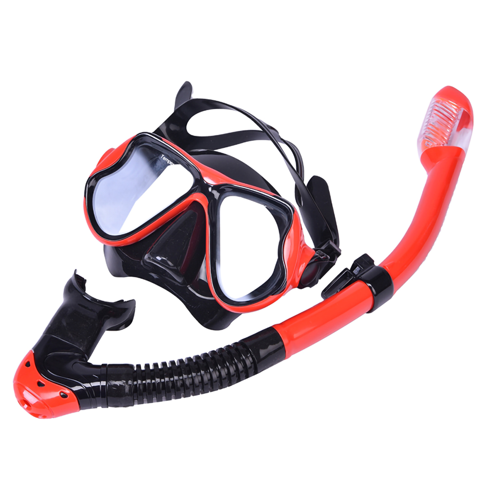 Tempered Glass Lens High Quality Anti Leak Anti Fog Super View Scuba Spearfishing Freediving Diving Mask Goggles With Snorkel Set Gear