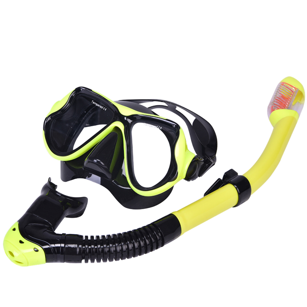 Tempered Glass Lens High Quality Anti Leak Anti Fog Super View Scuba Spearfishing Freediving Diving Mask Goggles With Snorkel Set Gear