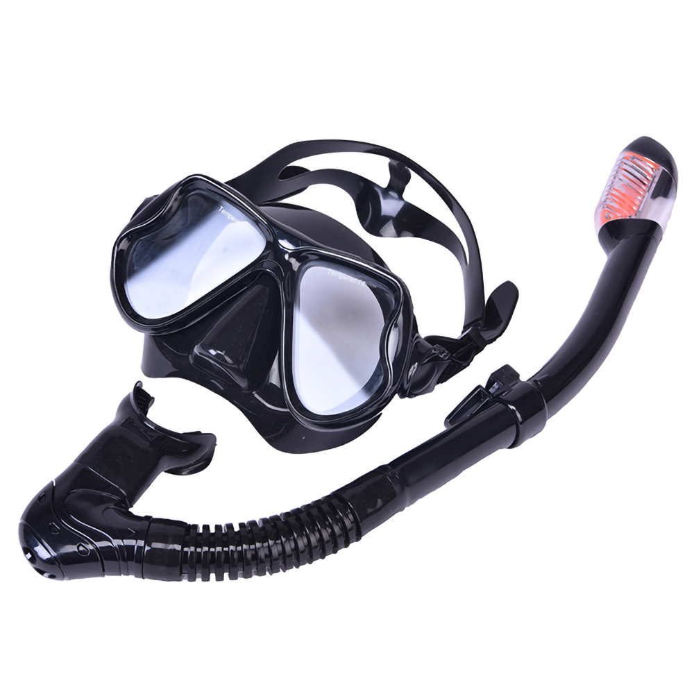 Tempered Glass Lens High Quality Anti Leak Anti Fog Super View Scuba Spearfishing Freediving Diving Mask Goggles With Snorkel Set Gear