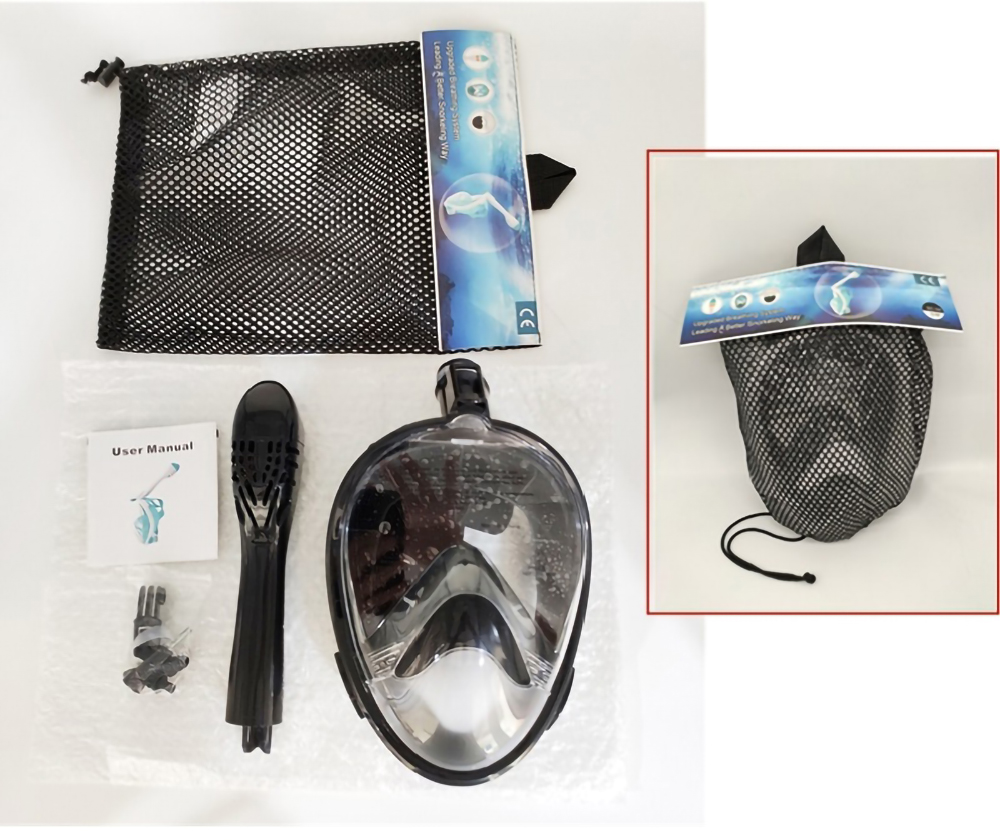 Foldable 180 Panoramic View Anti Leak Anti Fog Detachable Camera Mount Upgraded Breathing System Swimming Snorkeling Full Face Snorkel Diving Mask