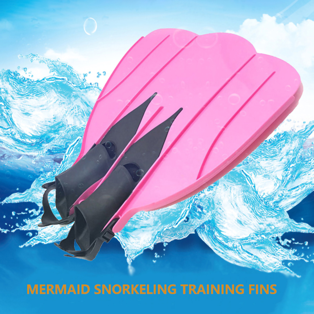 Mermaid Adjustable Strap Non-slip Sole One piece Open Heel Short Blade Swimming Snorkeling Diving Fins Flippers Adults Kids Children