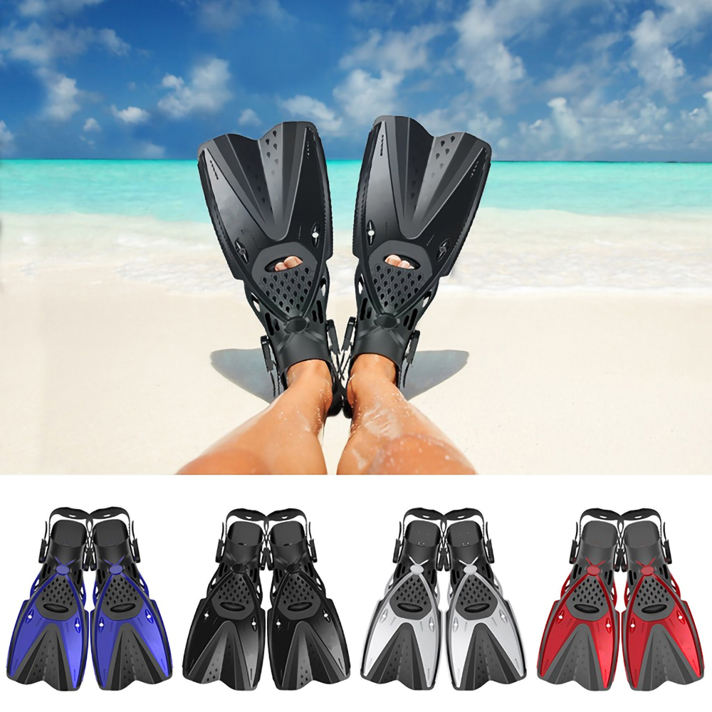 Adjustable Strap Non-slip Sole Custom Logo High End Quality Open Heel Short Blade Swimming Snorkeling Diving Fins Flippers