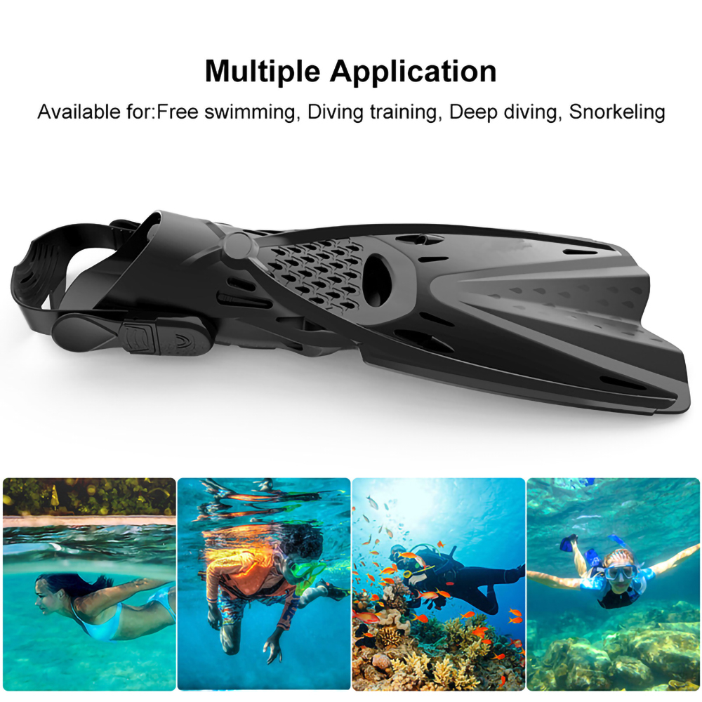 Adjustable Strap Non-slip Sole Custom Logo High End Quality Open Heel Short Blade Swimming Snorkeling Diving Fins Flippers