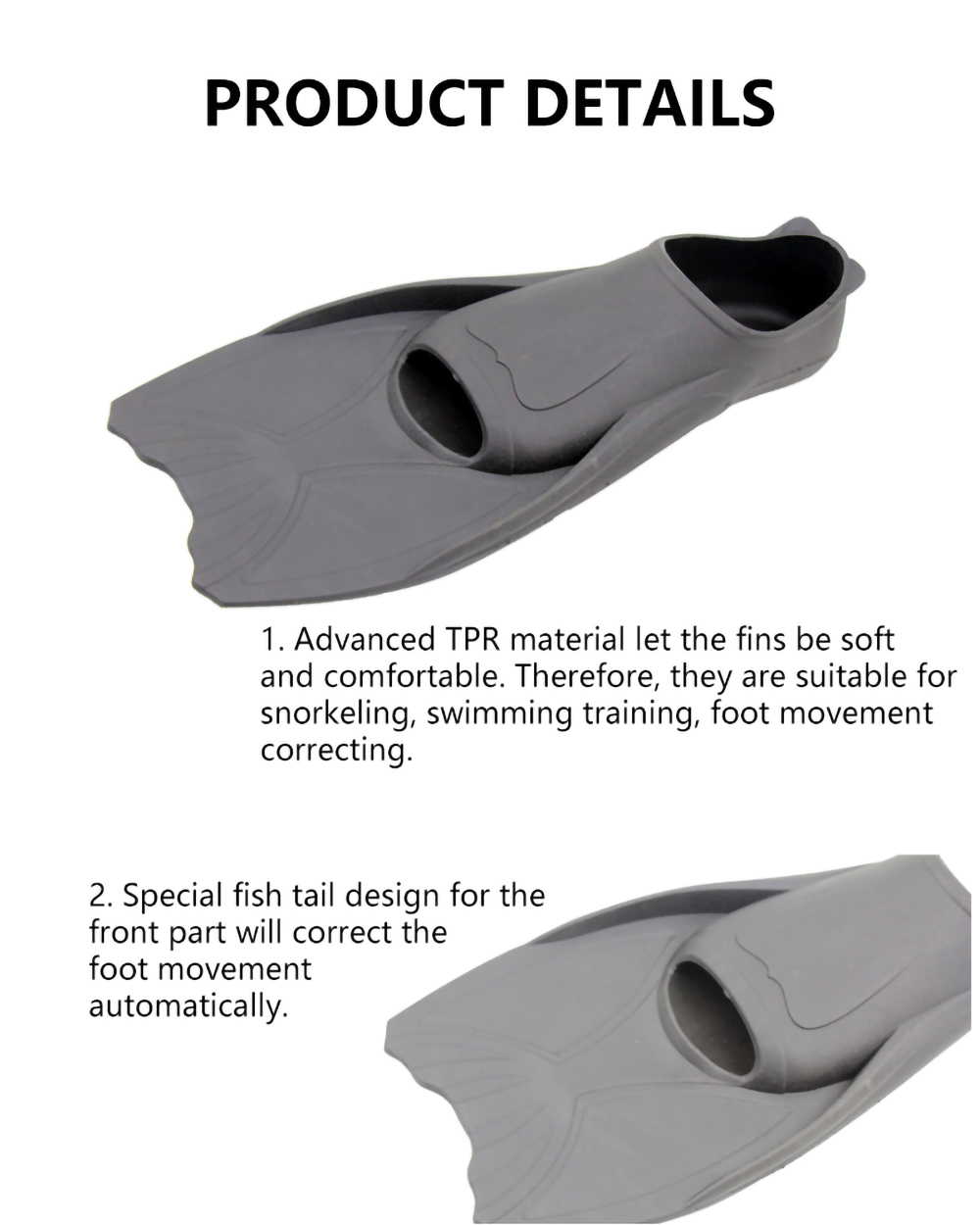 Self-adaptive Soft Full Foot Pocket Non-slip Sole Secured Tight Short Blade Swimming Training Snorkeling Diving Fins Flippers