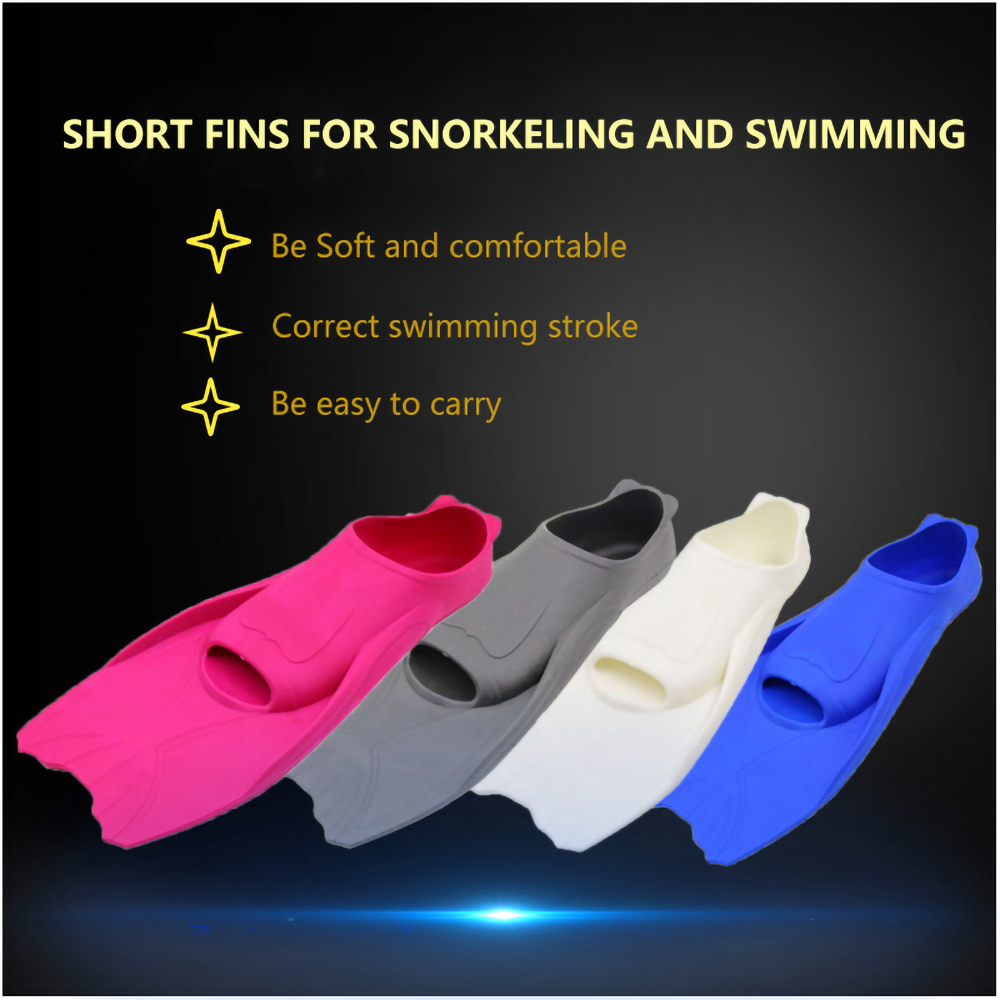 Self-adaptive Soft Full Foot Pocket Non-slip Sole Secured Tight Short Blade Swimming Training Snorkeling Diving Fins Flippers