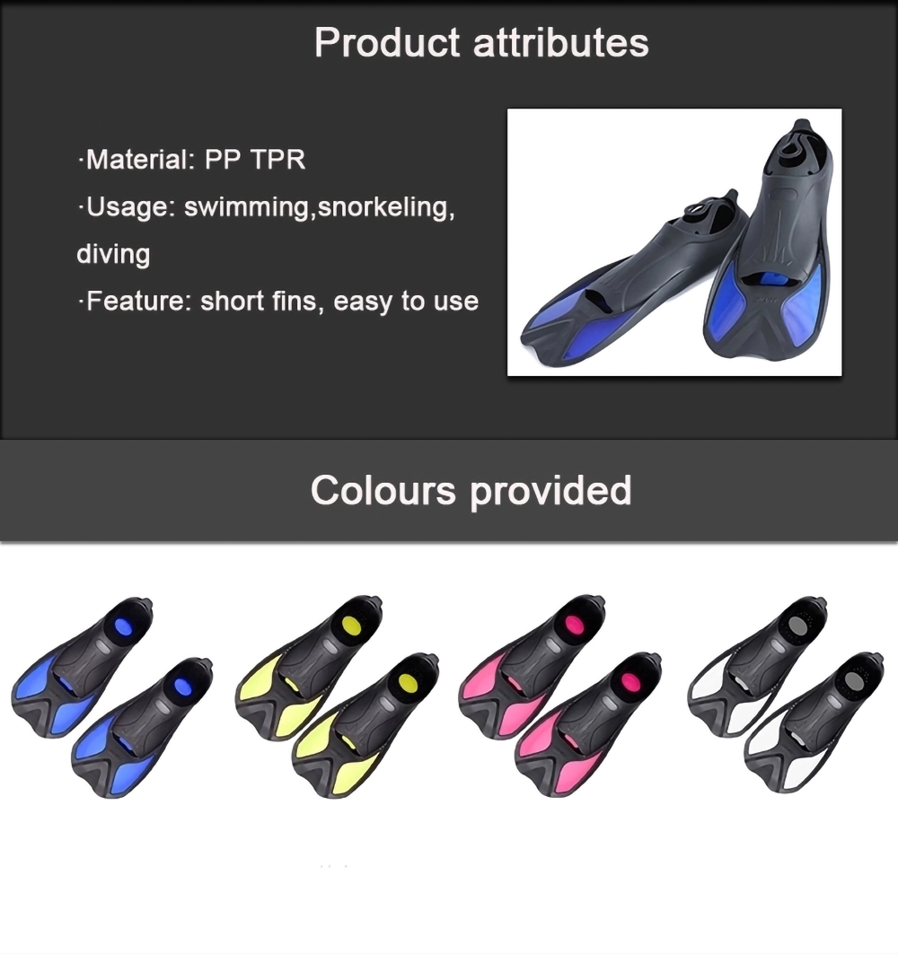 Self-adaptive Softer Non-slip Sole Heavy Duty Equipment Short Blade Swimming Snorkeling Diving Fins Flippers For Beginners