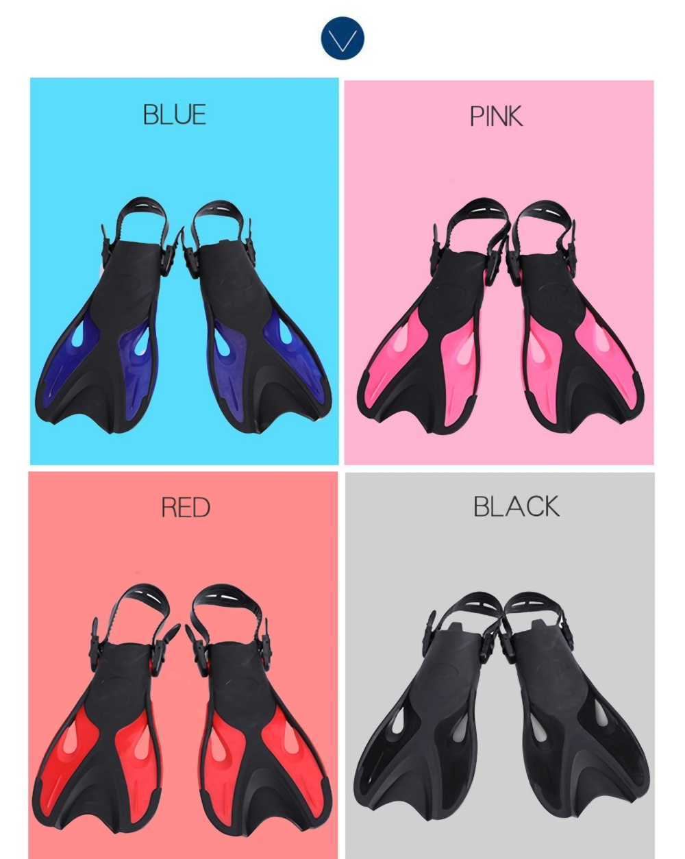 Adjustable Strap Non-slip Sole Open Heel Duck feet Flat Feet Fins Short Blade Swimming Training Snorkeling Diving Fins Flippers