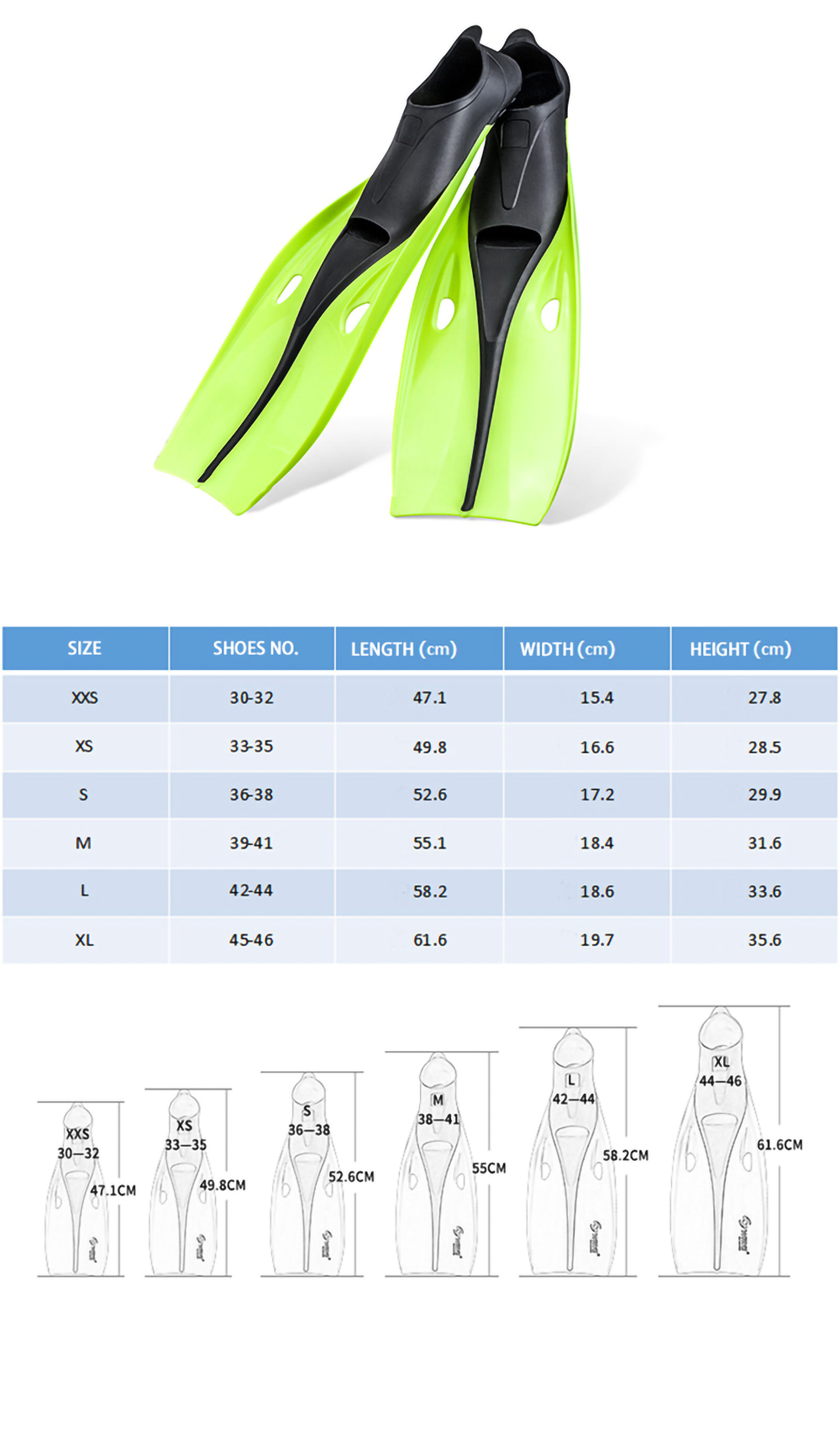 Non-slip Sole Softer Self-adaptive Long Blade Snorkeling Spearfishing Freediving Scuba Diving Fins Flippers