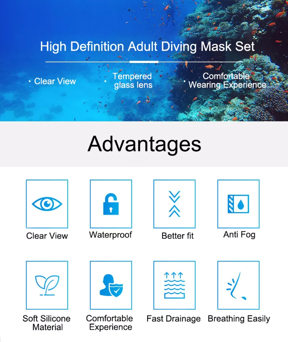 Super Wide View Diving Mask Snorkel Set