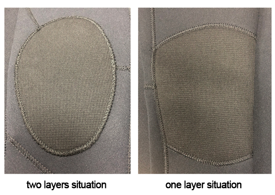 Wetsuit feature - There are two ways of wetsuits reinforcement pads construction