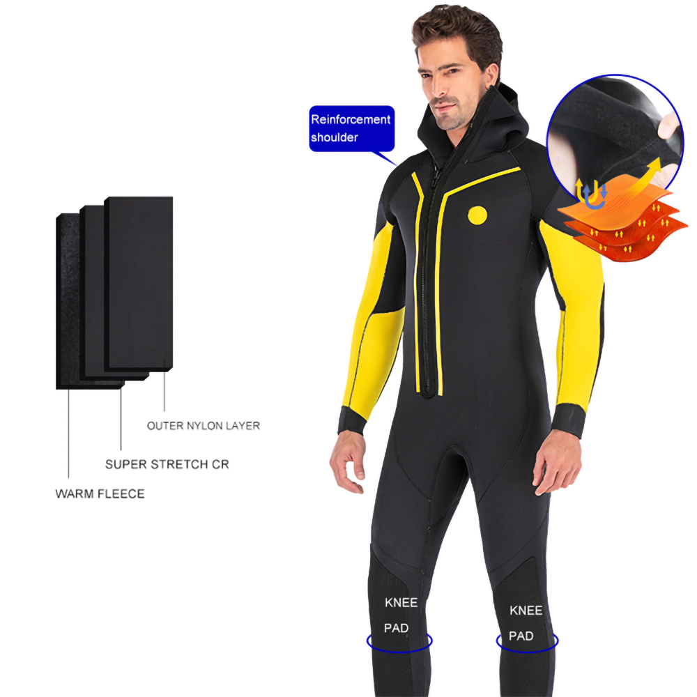 Jako Warm Fleece Lining Hooded 7mm Scuba Diving Wetsuit