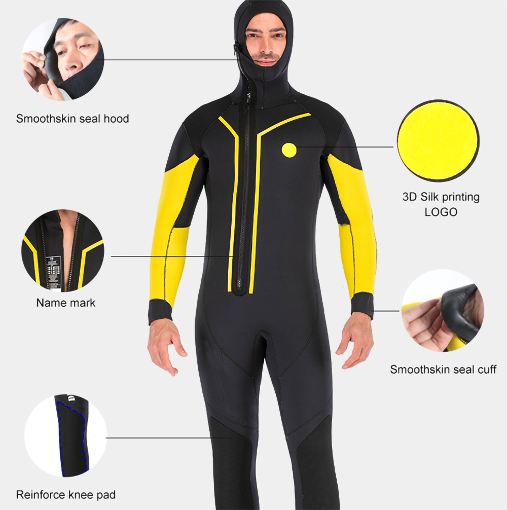 Jako Warm Fleece Lining Hooded 7mm Scuba Diving Wetsuit