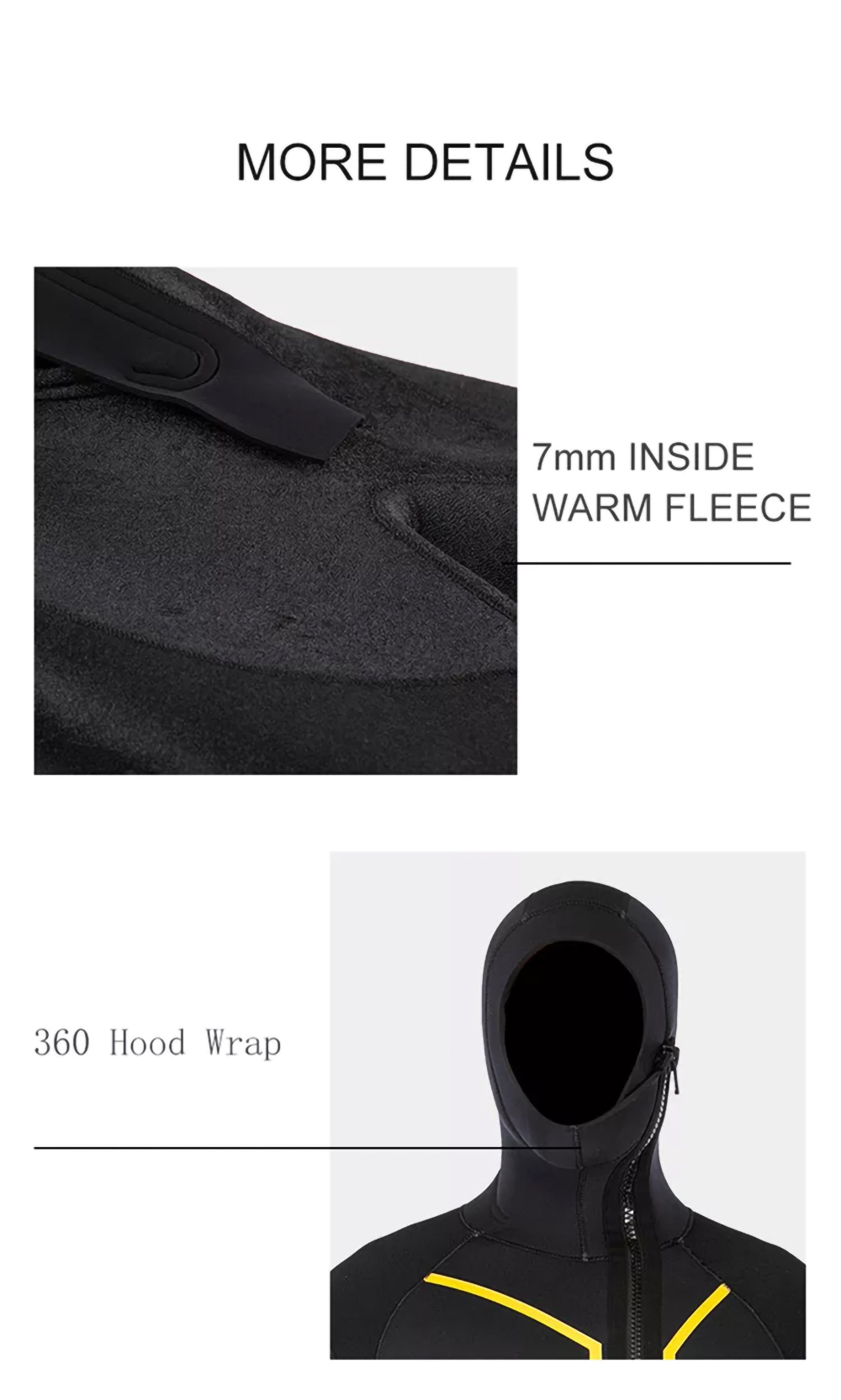 Jako Warm Fleece Lining Hooded 7mm Scuba Diving Wetsuit
