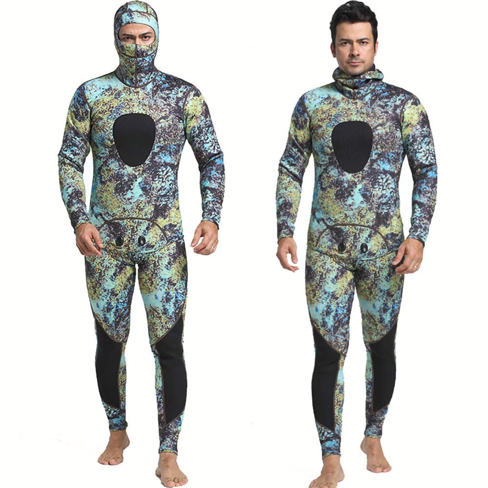 Open Cell Hooded Vest Pants Camo Spearfishing Wetsuit