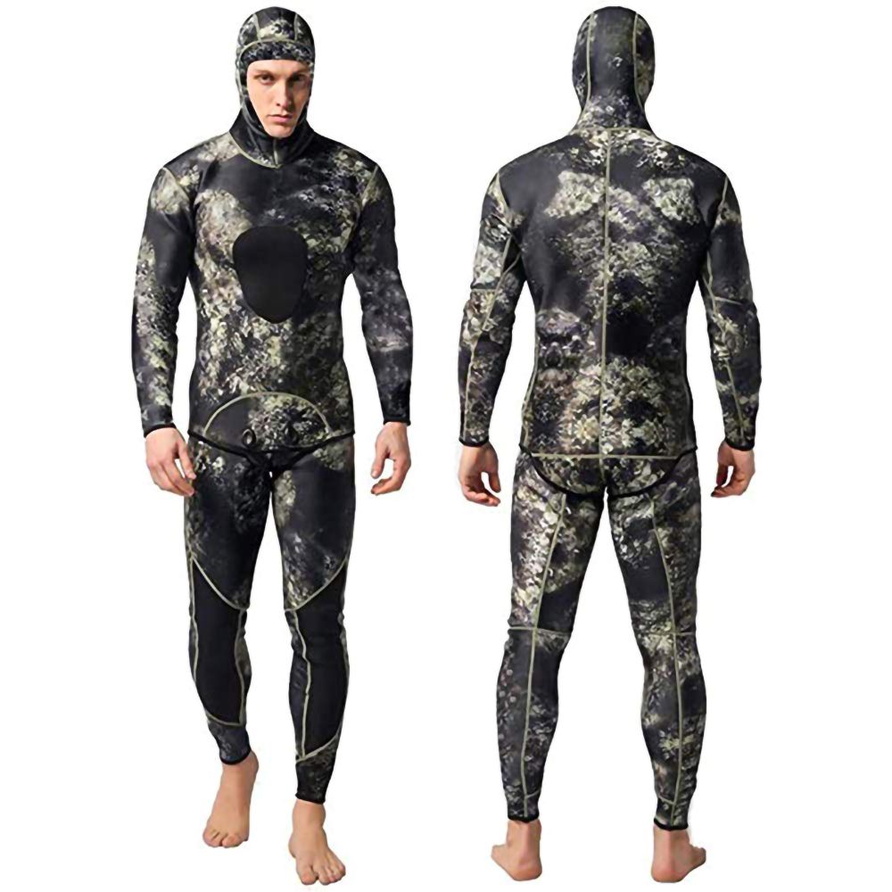 Open Cell Hooded Vest Pants Camo Spearfishing Wetsuit