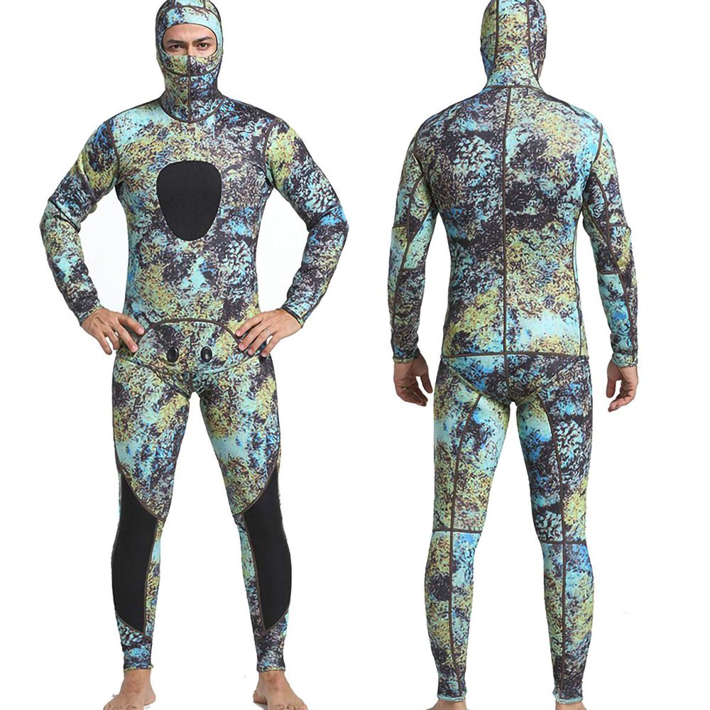 Open Cell Hooded Vest Pants Camo Spearfishing Wetsuit