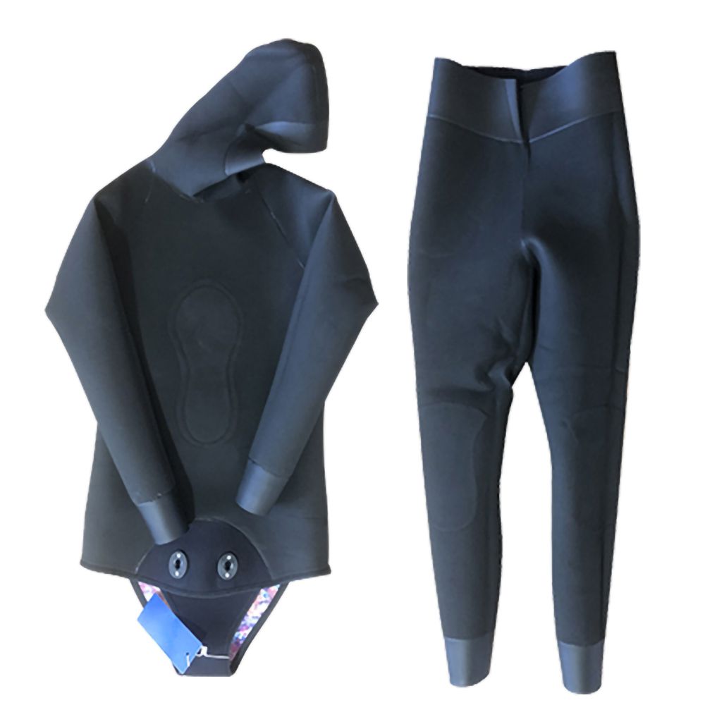 Custom Spearfishing Wetsuit Camo Open Cell 2-Piece Hooded High Waisted Pants